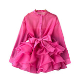 Zingj Chic Blouse Women's Autumn Wear New Lotus Leaf Edge Foreign Style Senior Design Sense Bow Tie Minority