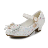 Kids Shoes for Girls Children Girls Shoes Butterfly Knot High Heel Princess Shoes Glitter Leather Party Dress