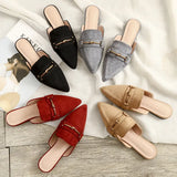 New Sharp-Headed Cold Half Slippers Women's Head Flat Bottom Wearing Casual Size 41-42 Muller