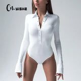 Sexy Bodysuit Women Black Long Sleeve Buttons Rompers Women's Jumpsuit 2022 Casual One-pieces Bodysuits Catsuit
