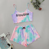Printed Girls' Short-Sleeved Shorts Sexy Pajamas Girls' Cartoon Leisure PJ Leisure Home