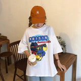 Women Harajuku Milk Printed Kawaii BF Couple Clothes Unisex Loose Long Summer Tee Top Womens Tshirt Korean Style