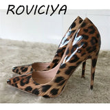 sexy night club party wedding shoes women Leopard print high heels slip on pointed toe 12cm stiletto pump QP033