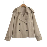 New Collar Double Buckle Loose Short Version Of The Wind Coat Woman
