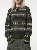 Long Sleeve Vintage Jacquard Sweater- Outfit