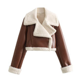 2025 Spring Fur Integrated Short Street Spice Girl Motorcycle Clothing