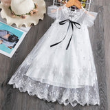 Winter Girls Dress Flower Red Girls Clothes Lace Girls Casual Clothing Party Dress For 3-8 Years Christmas Girls