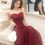 Dress Women Vintage Summer Red Dresses Backless Sexy Long Style Korean Fashion Loose Vestido De Mujer Off
