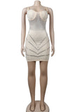 Sexy Glitter Crystal Skinny Mini Dress New Women Sleeveless Strap Bodycon Birthday Clubwear Sequin Dress