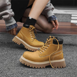 Zingj Men's Thick Platform Increased British Wind Winter Velvet High Top Motorcycle Cargo Ankle Boots