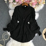 Zingj Net Color Tightened Long-Sleeved