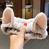 Face Hair Holder Hairbands Soft Warm Coral Fleece Bow Animal Ears Headband For Women Girls Turban Fashion Hair