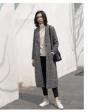 Autumn Women Wool Plaid Coat New Fashion Long Woolen Coat Female Winter Wool Jackets Female