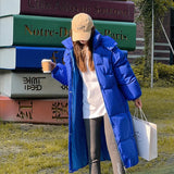 Real Shoot New Cotton-Padded Clothes In Winter Long Over The Knee Down Cotton Jacket Korean Version Loose And Thick Hooded Cotton-Padded Jacket Coat-Outfit