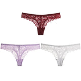 3PCS/Set Sexy Panties Women Low-waist Briefs Female Lace Embroidery Underwear Transparent G String Underpant