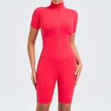 Zingj Belly Design Short Sleeve Zip Yoga Suit Women's Dance Sports Fitness Suit 50210- Outfit