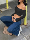 White Long Sleeve Off Shoulder Top-Outfit