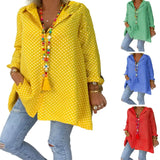 Summer Women Blouses Long New Boho Dot Long Sleeve Loose Lady Fashion Casual Blouse Shirts Top Blusas Mujer de