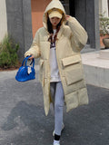 2022 New Fashion Winter Jacket Women Parkas Long Coat Hooded Parkas Loose Warm Snow Wear Cotton Padded Winter