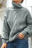 Women Oversized Sweater 2023 Loose Autumn Winter Turtleneck Elegant Knitted Warm Pullovers Fashion Solid Tops Knitwear