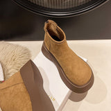 The Simple Non-Slip Cotton Boots Women 2025 Elegant Temperament Simple Solid Color Round Head Snow Boots High