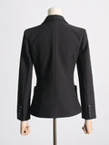 Zingj Temperament Casual Small Suit Female 2024 Spring New Fashion V Collar Long Sleeve Design Feeling Small Black