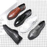 Rock Shoes Men's Korean Patent Leather Carved Breathable Business Wear Casual Men's Shoes