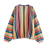 2025 New Women's Fashion Classic Colorful Hand Hook Cardigan Sweater