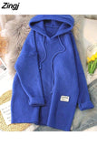 Long Sweater Women Autumn Winter Solid Knitted Pullovers Warm Loose Casual Knitwear