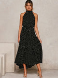Long Dress Polka Dot Casual Dresses Black Sexy Halter Strapless New 2022 Yellow Sundress Vacation Clothes For