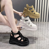 Buckle Platform Sports Sandals Women's Hollow Out Roman Sandals 2025 Summer New Web Celebrity Platform