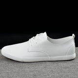Fashion Brand Men Casual Shoes Genuine Leather Men Shoes Lace-up Breathable Soft White Sneakers Casual Flats Men