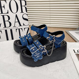 New Summer Original Y2 Sub-Cultural Sandals Denim Loose Cake Slope And Summer Women's