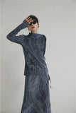 Polar Lights Wrap Long Maxi Skirt Womens 2021 Korean Fashion Lace Up A Line Skirt And Top Set Women Fall
