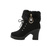 Zingj 2013 New Rhinestone High Heel Thick Heel Hair Hair Mouth Short Leg Short Boots And Velvet Martin Boots Women's Plus Size Women's Shoes- Outfit