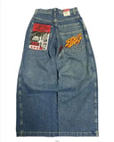 Zingj Wide-Legged Jeans Street Hip-Hop Personality Y2K Straight Casual Pants 211-1-Outfit