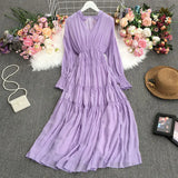 Zingj Holiday Dress Autumn Dress 2023 New Goddess Temperament V-Collar Rope-Drawn Waist