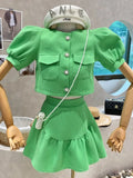 Sweet Two Piece Set Women Shirt Blouse Crop Top Skirt Suits Small Fragrance 2 Piece Suits Fashion Sexy Outfits For