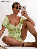 Polka Dot Women's Suits Summer V-Neck Hollow Out Lace Up Lantern Sleeve Prairie 2 Pieces Elastic Waist Shorts