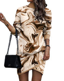 Independent Station Autumn New Long-Sleeved High-Necked Printed Dress For