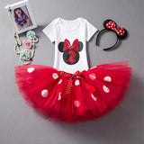 Mouse Baby Girls Dress 1st Baptism Dress For Infant Girl 2 Years Old Baby Kids Clothes Polka Dots Summer Newborn