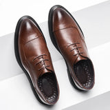 Zingj Men's Shoes Spring Autumn New Men's Casual Shoes Korean Fashion Trend Single Shoes Lace Breathable Leather Shoes Men