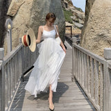 Zingj Sanya Beach Dress Female Summer Sling Seaside Holiday Dress Wear A Fairy Travel Photo Dress Super