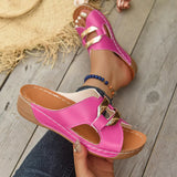 Large-Size Hollow Buckle Thick Bottom Slippers Women Summer Slope And Leisure Light Beach Cold