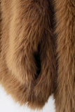 Brown Furry Turn Down Collar Long Sleeve Jacket- Outfit
