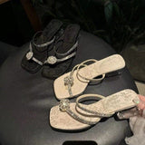 Head One Foot Pedaled Drag Woman 2025 Korean Version Of The Small Temperament Transparent Heel Sandals 100 Matching Skirts Wearing Fashion