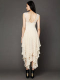 Station Fashion Women's Fashion Style Irregular High And Low Lace Skirt Sexy Long