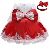 Winter Dress For Girl Long Sleeve White Baptism Dresses 1 Year Girl baby Birthday Dress Toddler Girl Lace Christening