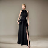 Temperament Noble Black Dress Light Luxury Sleeveless Famous Dating Long Dress Birthday