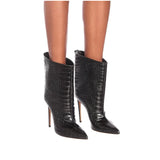 Women Boots Fashion Super High Heel Ankle Boots Faux Leather Autumn Pointed Toe Boots Winter Female Boots 2021